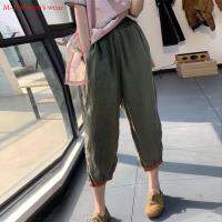 flax►◄95 cotton summer new original literature and art r style contrast color Harem Pants loose casual show thin cotton Capris women