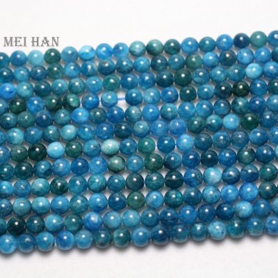 Meihan Wholesale (2 strands/set) Natural 6 0.2mm Blue Apatite smooth round loose gem stone beads for jewelry making diy