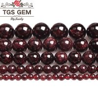 Natural Stone precious Garnet Beads Natural Gem Dark Red Round Smooth Beads 2 3 4 5 7 10 12MM DIY Bracelet For Jewelry Making Cables