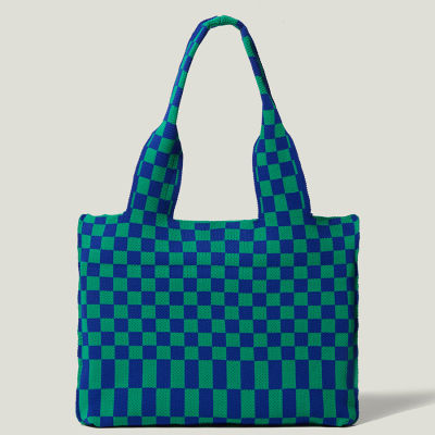 Big Tote Bag for Women Checkerboard Knit Woven Shoulder Bags Fashion Ladies Plaid Large-capacity Handbags Top-Handle Bag 2022
