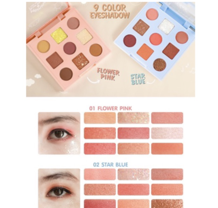 nee-cara-n137-9-color-eyeshadow-น่ารักมีครบ-เนื้อแมท-ชิมเมอร์-เจลกลิตเตอร์-ครบจบในตลับเดียว-ของแท้-พร้อมส่ง