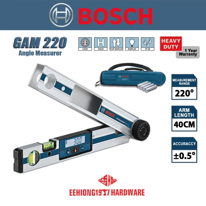 BOSCH GAM 220 PROFESSIONAL ANGLE MEASURER GAM220 Digital Inclinometer 0 601 076 500 Water Level