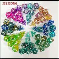 3SS3SONG 7Pcs/set 7-Die Table Game ลูกเต๋า DND สองสี D4 D6 D8 D10 D12 D20 ลูกเต๋าหลายด้าน ทนทานต่อการใช้งาน อะคริลิค ลูกเต๋าเกม TRPG DND