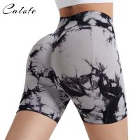 New Tie Dye Yoga Shorts Marble Gym Shorts Women Push Up Sports Shorts Women Fitness Tights Breathable High Waist Booty Shorts