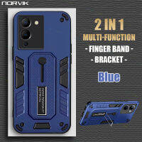 NORVIK 2 IN 1เคสโทรศัพท์สีฟ้าหุ้มเกราะแข็งอเนกประสงค์สำหรับ Infinix Smart 7 6 NFC 20i ร้อน20S 12 Play 11 Note 12 G96เคสกันกระแทกพร้อมราวโลหะสายรัดนิ้วมือขาตั้งฝาครอบ N16-1