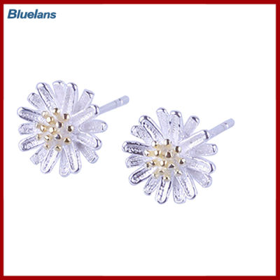 Bluelans®ของขวัญเครื่องประดับต่างหูรูปดอกเดซี่ตุ้มหู925เงินสเตอร์ลิงทานตะวันน่ารักสำหรับผู้หญิง