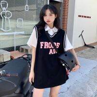 2023 Summer New Style Small Polo Internet Celebrity Fried Street Loose Leisure Sports Fake Two-Piece Dress For Women