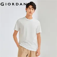 GIORDANO Men T-Shirts Summer Short Sleeve 100% Cotton Basic Tee Solid Color Mockneck Simple Fashion Casual Tshirts 13023211