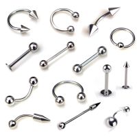 5pcs/lot Silver Color Stainless Steel Eyebrow Navel Belly Lip Tongue Nose Piercing Bar Ring Labret Barbell Tunnel Body Jewelry