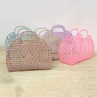 Small Laundry Basket Foldable Bathroom Mesh Portable Plastic Storage Organizers For Household Clothes Storage 23X9X17CM