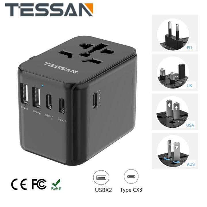 International Plug Adapter with USB 5.6A, TESSAN Universal Power ...