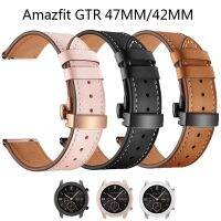 ▽♚ หนังสายรัดสำหรับ Xiaomi Huami amazfit GTR 42 มม.47 มม.Smart Watch สายรัดข้อมือ 22 มม.20 มม.สร้อยข้อมือผีเสื้อโลหะหัวเข็มขัด