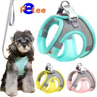 【LZ】 Reflective Dog Harness with Leash Adjustable Pet Harness Vest Breathable Collars Neck Strap for Small Medium Dogs Cat Walking