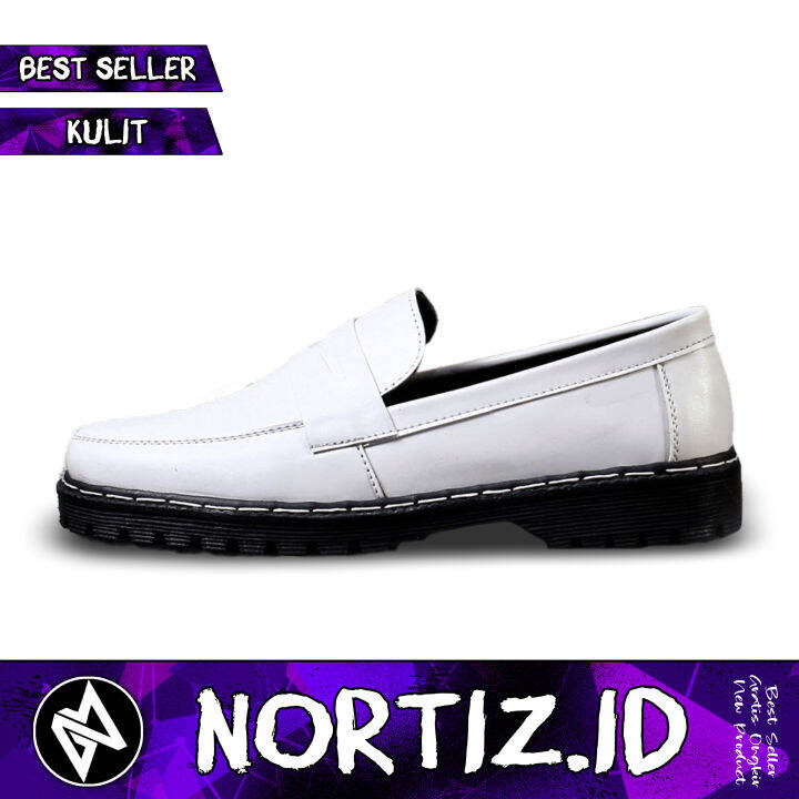 Sepatu Formal Docmart Oxford Kulit Pria JRM Putih / Sepatu Putih Pria