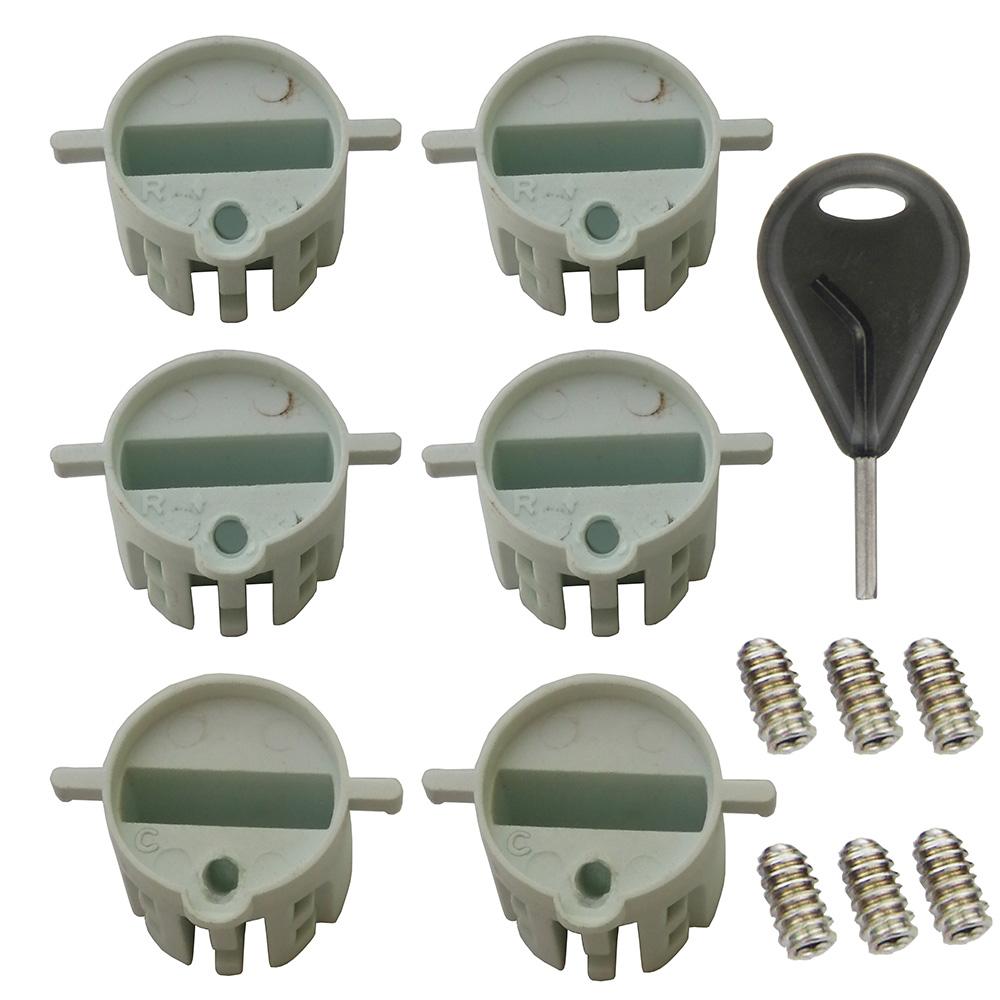 6PCS fin plug with screws plastic for FCS surfboard fin box with a fin key 