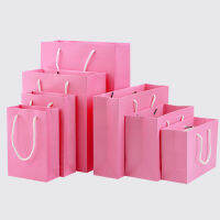 10pcs pink paper bag holiday gift clothing gift packaging shopping bag belt support printing 1 color simple logo