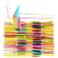 300 Pcs Umbrella Straws Colourful Disposable Bendable Drinking Straws for Beach Theme Parties Bar Cocktail Decoration