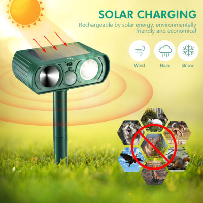 Cat Deterrent Repellent Ultrasonic Fox Solar Animal Repeller for Gardens Waterproof Outdoor Deterrent with Motion Sensor and Flashing Light Garden Yard Cats Dog Bird Fox