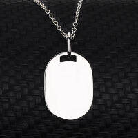 s925 Sterling Silver Square card Pendant Europe And The United States Glossy silver medal Necklace Army card Private custom