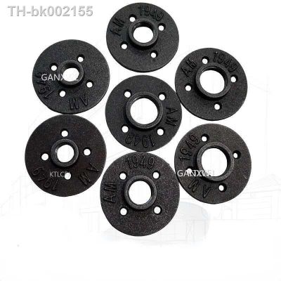 ¤ 6pcs 1/2 3/4 3 Hole Flange Piece Hardware Pipe Fittings Wall Mount Floor Antique Cast Iron Flanges Thread BSP Malleable Iron