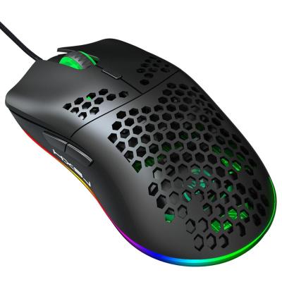 New Hongsund J900 RGB Lightweight Wired Mouse Hollow-out Gaming Mouce Mice 6 DPI Adjustable 7 Key