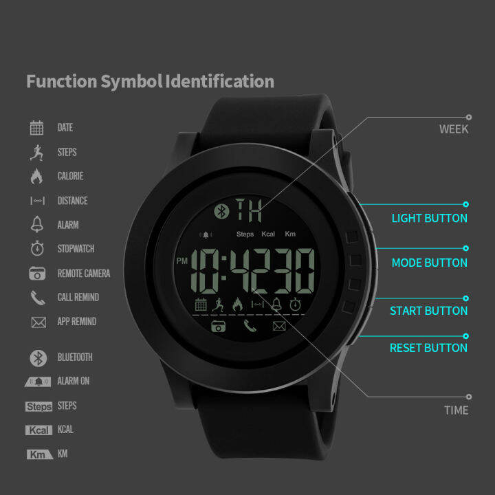 skmei-นาฬิกา-bluetooth-จัดส่งในไทย-ของแท้-100-พร้อมกล่องใบรับประกันครบเซ็ท-smart-wathc-นับก้าวเดิน-วัดแคลอรี่-ได้จริง-รุ่น-1255-black