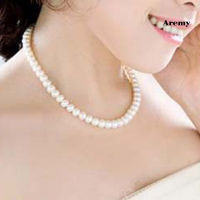 Pearl Necklace 8mm Elegant White Glass Imitation Freshwater Necklace Jewerly