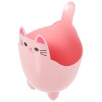 ☇◆♨ Cat Shaped Trash Can Countertop Small Waste Basket Kids Child Desks Bin Tabletop Garbage Kawaii Plastic