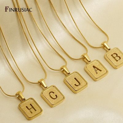 【CW】Women Men A-Z Alphabet Letter Pendant Necklaces 18K Real Gold Plated Stainless Steel Jewelry Male Snake Chain Alphabet Necklaces