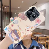 เคสมือถือสำหรับฝาหลัง Realme C51 สีฟ้าพลอยเทียมซิลิโคนนิ่มกันการป้องกันการกระแทกลายดอกทานตะวันสำหรับ Realme C51 เคสโทรศัพท์