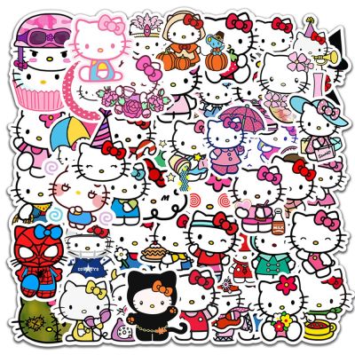 Cute Cartoon Hello Kitty Stickers Kawaii Girls Graffiti Water Bottle Guitar Diary Vinyl Kids DIY Toys Sticker Decals