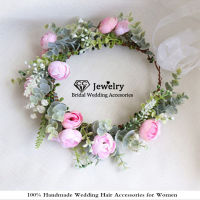 CC Garland Wreath Crown Hairbands 100 Handmade Wedding Hair Accessories For Women Bridal Bridesmaids Girls Seaside Rose mq046