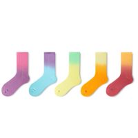 New Gradient Color Tie dye Men and Women Socks Cotton Colorful Vortex Funny HipHop Skateboard Soft Happy Fashion Girls Sockings