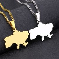 New Ukraine Map Pendant Necklace for Men &amp; Women Titanium Steel Gold Silver Color Choker Trend Couple Amulet Neck Jewelry Gifts