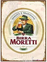 ป้ายอลูมิเนียมวินเทจแบบแวววาว1859 Quata E Tradizione Birra Moretti อิตาเลี่ยนเบียร์ภายนอกอิตาลีตกแต่งบ้านบาร์โลหะวินเทจป้ายดีบุก8X12นิ้ว