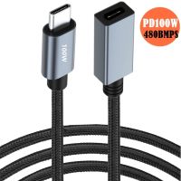 Kabel Ekstensi USB C PD100W untuk Pengisian Cepat dan Transfer Data 480Mbps Nilon Jalinan Chip Penanda Garis