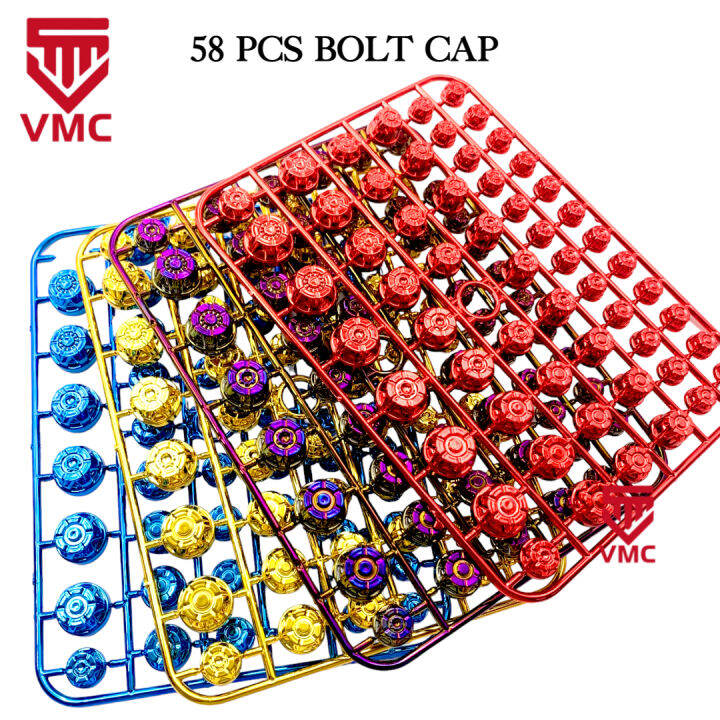 VMC Motorcycle 58Pcs Bolt Cap Engine Cover Bolt Cap Cup Universal