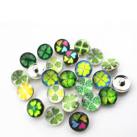 Hot selling 100pcslot mix random four leaf clover snap buttons for 18mm ginger button snap pendant celet charms diy jewelry