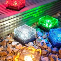 ⊙▧ Solar Garden Lights Outdoor Paver Square Brick Ice Cube Sunlight Patio Walkway Pathway Step Solar Lamp Christmas Holiday Decor