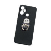 Case For Infinix Smart 6 Plus HD 2021 5 2/32 3/64 3D Cute Sit Panda Finger Ring Stand Holder Soft TPU Phone Cover