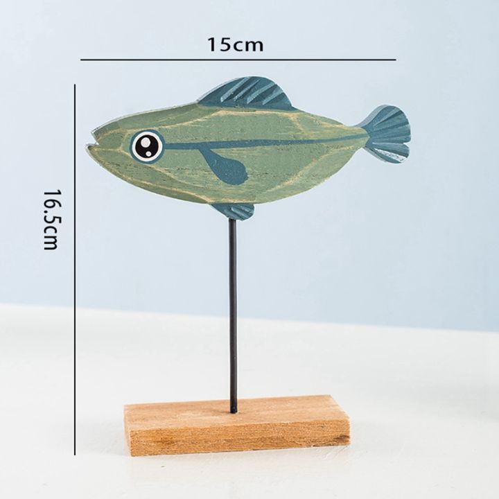 mediterranean-nautical-theme-wooden-seafish-ornament-with-stand-base-animal-home-table-desktop-centerpiece-decor