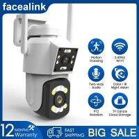 Facealink กล้อง IP นิรภัย3MP ระบบรักษาความปลอดภัยแบบไร้สายกลางแจ้งกันน้ำ Wifi เลนส์คู่