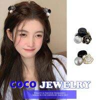 COCOJEWELRY วินเทจ Camellia มุกสีดำกิ๊ปติดผมผูกครึ่งอุปกรณ์เสริมผมเจ้าหญิง