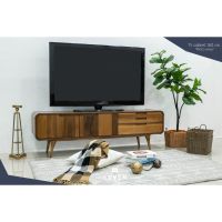 ชั้นวางทีวีไม้วอลนัทสไตล์มินิมอล สไตล์สแกนดิเนเวีย160x40x50.5Cm. FURYOULIVING.COM