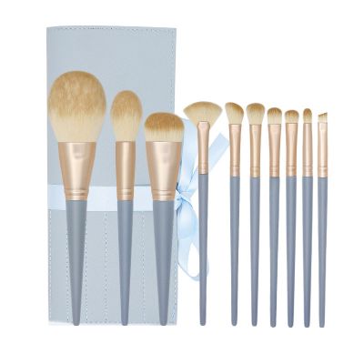 10 Pcs Blue Eyeshadow Makeup Brushes Set Concealer Blush Nylon Make Up Brushes Beauty Tools
