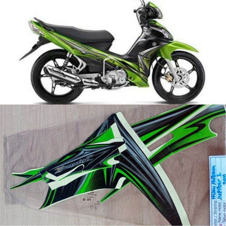 Striping Stiker Lis Standar Motor Yamaha jupiter z 2011 hijau hitam