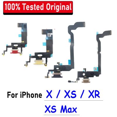 พอร์ตชาร์จ USB ที่ผ่านการทดสอบแล้ว 100% ไมโครโฟน Dock Connector Board Flex Repair Parts สําหรับ iPhone X XS Max XR XS การชาร์จอย่างรวดเร็ว