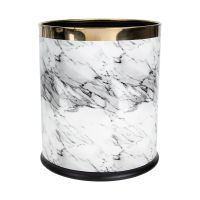 hot【DT】 Can Trash Bin Garbage Waste Basket Marble Wastebasket Roundrubbish Office Car Paper Marbling