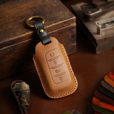 Car Key Case Cover Leather Keychain Holder Accessories for Changan Cs85 Coupe Cs35 Plus Cs95 Keyring Fob Protector Shell Bag