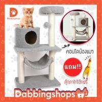 คอนโดแมว สีเทา สูง90ซม. เสาเป็น ที่ลับเล็บแมว  cat condo พร้อมส่งในไทย